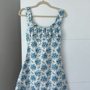 With Jean White Sundress with Blue Floral Print